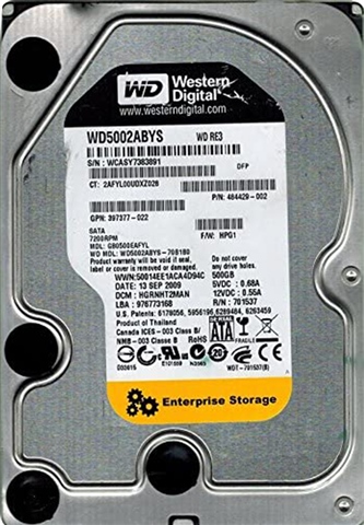 WD WD5000YS WD 500GB SATA 3.5 HD, Like New Pulls, 2 YEARS WARRANTY. Western Digital WD5000YS-01MPB1 - 500GB 7.2K RPM SATA 3.5\" Hard