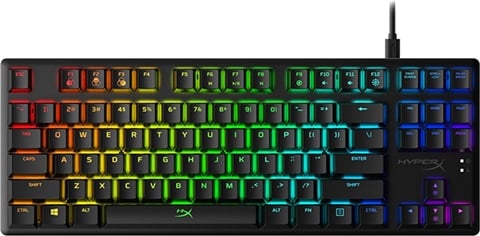 HyperX Alloy Origins Core PBT mechanisch gaming-toetsenbord TKL, PBT-toetsen, RGB-verlichting, compact, aluminium behuizing, aanpasbaar, NGENUITY, geïntegreerd geheugen, schakelaar