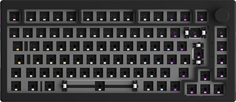 Akko 5075B Mechanical Keyboard Set, Barebones Gaming Keyboard, BT 5.0/2.4GHz/Wired, Supports VIA Programming, 75% ISO Layout, Gasket Mount, 4500mAh Battery, with Button (White