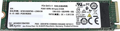 SK Hynix SSD 512gb NVme SK Hynix 512GB NMVe M.2 80mm SSD HFS512GEJ9X108N N29137-001 BC901