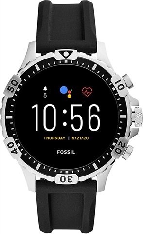 Fossil Gen Garrett HR FTW4041 Stainless Steel/Black Silicone