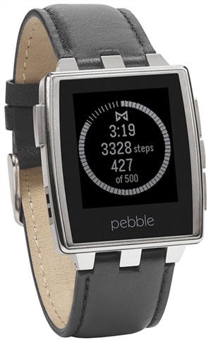 Pebble Steel Smart Watch Brushed Stainless Steel With Leather Band, B ...