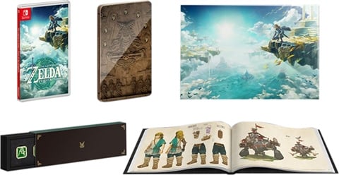 Lot The Legend of Zelda Tears of the Kingdom 4 Pin's officiels + Poster Metal ICONART Édition Collector Nintendo Switch 2 - Jeux vidéo